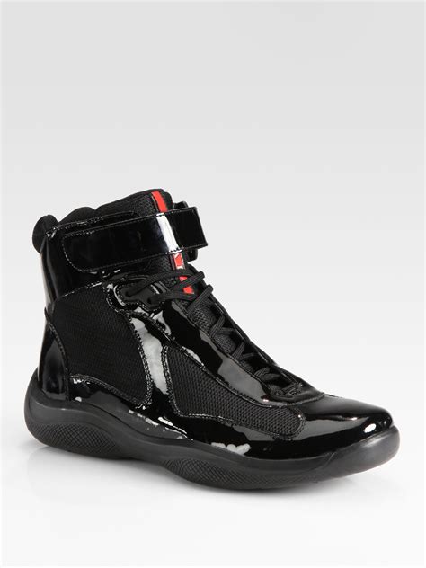 high top red prada sneakers|Prada high top sneakers sale.